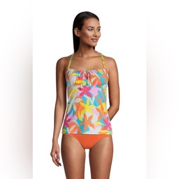 LANDS' End Women's Chlorine Resistant Tie Front Underwire Tankini Top-NWT - Picture 1 of 3